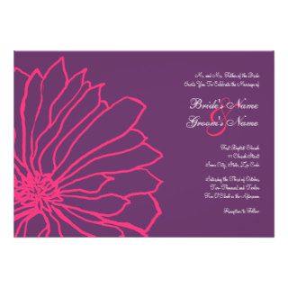 Hot Pink and Purple Floral Wedding Invitation