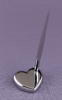 Silver Heart Shaped Pen Set Patio, Lawn & Garden
