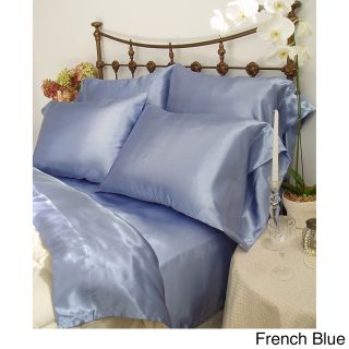 Scent Sation Charmeuse Ii Satin Queen size Sheet Set With Bonus Pillowcases Blue Size Queen