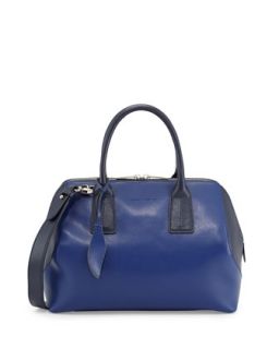 Dacey Two Tone Leather Satchel Bag, Cobalt/Midnight