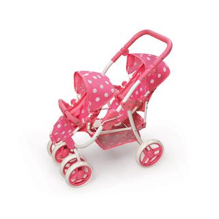 Pink Polka Dots Reversible Double Doll Stroller Badger Basket Furniture & Accessories