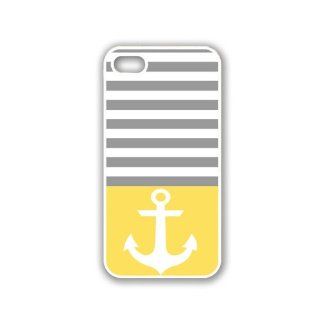 Anchor Lemon Yellow& Grey Stripes White iPhone 5 Case   For iPhone 5/5G   Designer TPU Case Verizon AT&T Sprint Cell Phones & Accessories