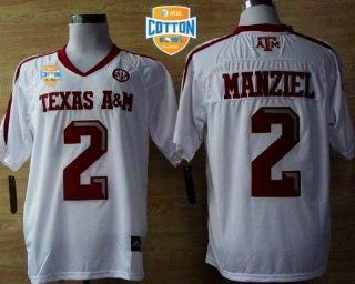 Texas A&M Johnny Manziel #2 White Jersey Sz 50 Large (All Letters and Numbers Sewn)  Sports Fan Jerseys  Sports & Outdoors