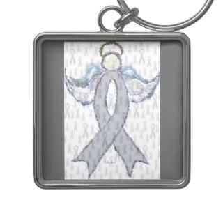 Angel Brain Cancer Ribbon Keychain
