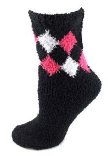 Black Diamond Border Fuzzy Socks Novelty Socks Clothing