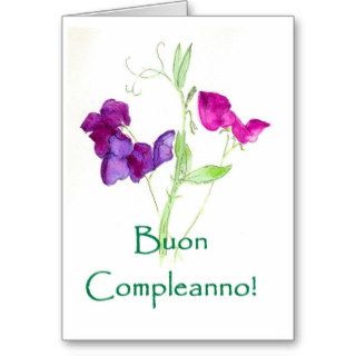 Sweet Peas Birthday Card   Italian Greeting