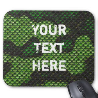 Printed Fake Green Snake Skin Camo Style Design Mousepads