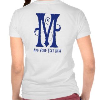 Blue Letter M Art Nouveau Monogram T shirt