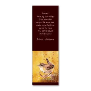 "Ode to Spring" Poem Watercolor Bird Bookmark Business Cards