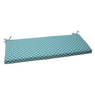 Outdoor Bench Cushion   Teal/White Geometric