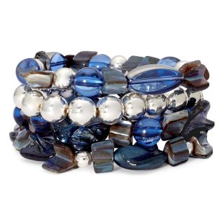MIXIT Silver Tone Blue Shell 4 pc. Stretch Bracelet Set