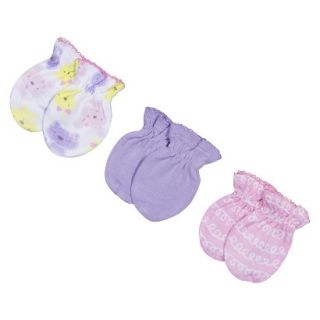 Gerber Newborn Girls 3 Pack Bunny Mittens 0 3 M