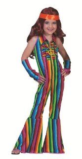 Hippie Rainbow Girl Kostüm 70er Jahre Kinder Gr. 116 Spielzeug