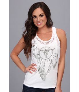 Rock and Roll Cowgirl Knit Tank Womens Sleeveless (White)