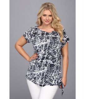 MICHAEL Michael Kors Plus Size Print Flutter Sleeve Top Womens Clothing (Navy)