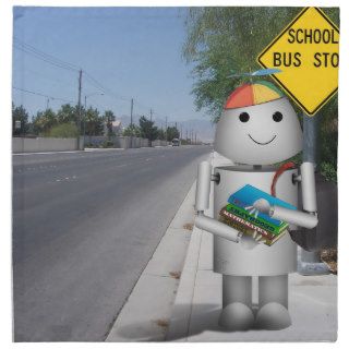 Robox9 Goes Back To School   Bus Stop Scene Napkins