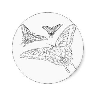 Butterfly Line Drawing Round Sticker