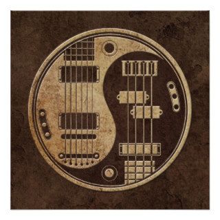 Guitar and Bass Yin Yang with Brown Texture Invite