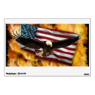 Bald Eagle, Flames & Flag Patriotic Art Wall Decal