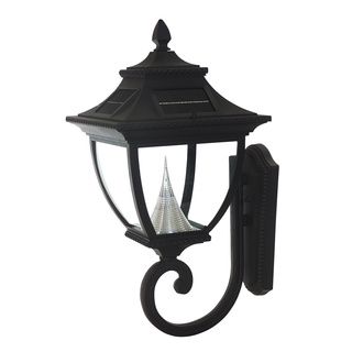 Gama Sonic Gs 104w Pagoda Solar Light With 8 Bright white Leds, Wall Mount, Black Finish