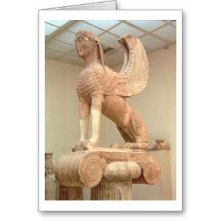 Crouching sphinx on an Ionic votive column, Greek, Cards