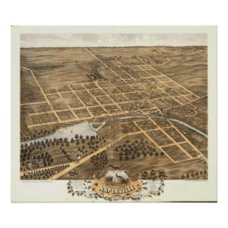 Naperville Illinois 1869 Antique Panoramic Map Poster