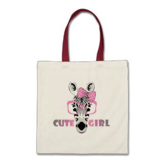 Cute Zebra Knows A Cute Girl; Cartoon & Slogan Canvas Bag