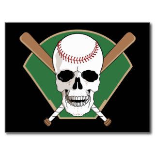 Baseball Skull Post Cards
