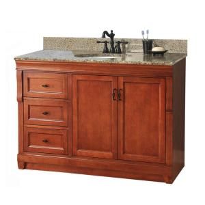 Foremost Naples 49 in. W x 22 in. D Vanity with Left Drawers in Warm Cinnamon with Granite Vanity Top in Quadro NACAQU4922DL