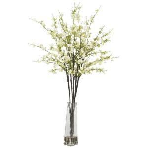 40.0 in. H White Cherry Blossoms with Vase Silk Flower Arrangement 1193 WH