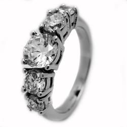 Oliveti Stainless Steel Clear Cubic Zirconia Engagement style Ring Oliveti Cubic Zirconia Rings