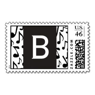 Monogram Letter B Music Notes Stamp