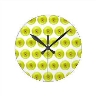 Green Granny Smith Apples Seamless Background Wall Clock