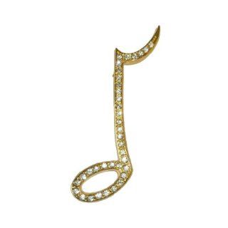 Goldplated Crystal Music Note Pin Jewelry