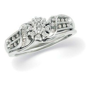 14k White Gold Bridal Set by US Gems, Size 6 Rings Jewelry