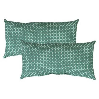 Threshold 2 Piece Outdoor Lumbar Pillow Set   Turquoise Geometric
