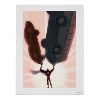 Superhero Strength Lifting Cars Poster