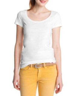 edc by ESPRIT Damen T Shirt 023CC1K005, Gr. 40 (L), Weiß (128 broken white) Bekleidung
