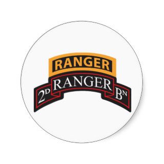 2nd Ranger Bn Scroll, Ranger Tab Round Stickers