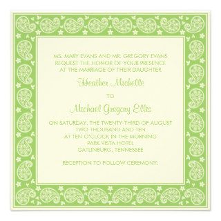 Customizable Green & Cream Wedding Invitation