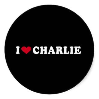 I LOVE CHARLIE ROUND STICKER