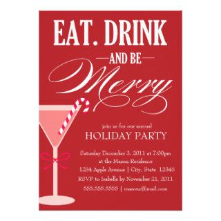 5 x 7 Eat, Drink & Be Merry  Holiday Party Invite