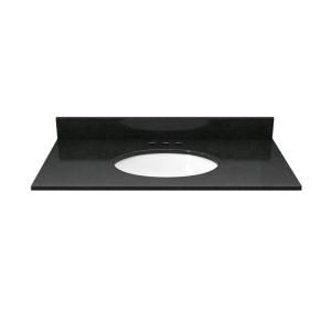 Solieque 31 in. Granite Vanity Top in Absolute Black with White Basin VT3122BLK.4.HDSOL,DSOM,DSOM