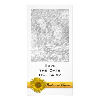 Sunflower Stripe Wedding Save the Date Photo Card