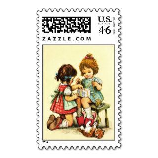 Vintage Children's Book Illustration Postage Stamp