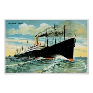 SS President Lincoln Vintage Passenger Ship Print