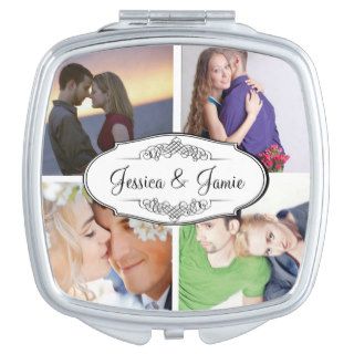 Romantic Mrs. Your Photo Wedding Mirrored Compact Mirror For Makeup