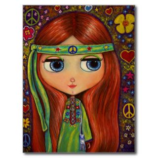 Peace Hippie Doll Postcard