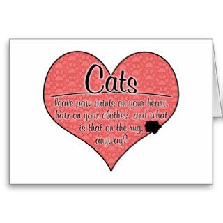 Cat Paw Prints on Your Heart Humor Greeting Cards