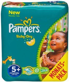 Pampers Windeln Baby Dry Gr.5+ Junior Plus 13 27kg Monatsbox, 132 Stück Drogerie & Körperpflege